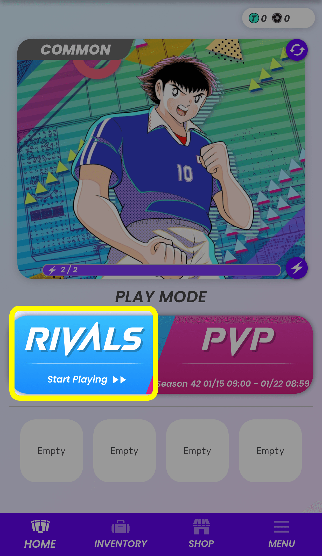 ステージの選択 ホーム画面の「RIVALS」をクリック